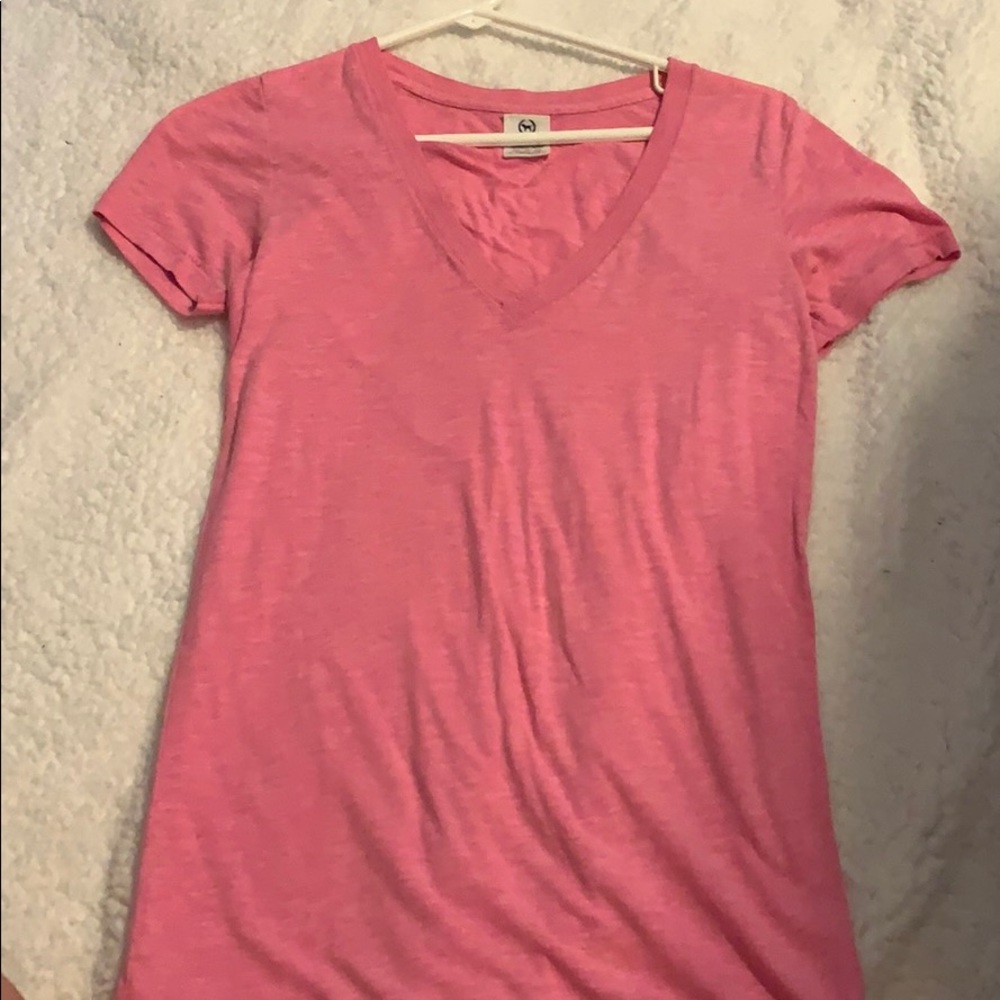 Pink v neck tee shirt
